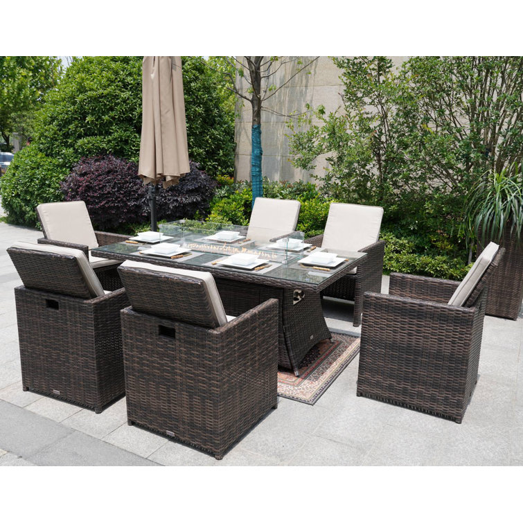 Grey rattan 6 piece cube garden furniture best sale dining set